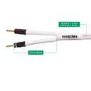 14AWG Speaker Cable Wire with Gold-Plated Banana Tip Plugs (25 Feet) - 99.99% Oxygen-Free Copper (OFC), in-Wall CL2 Rated, Heavy Duty Braided - White, 25ft