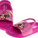Disney Kids Minnie Mouse Slides Open Toe - Girls Sandals SlipOn Slide Sandal with Backstrap - Pink (Size 7-8 Toddler)