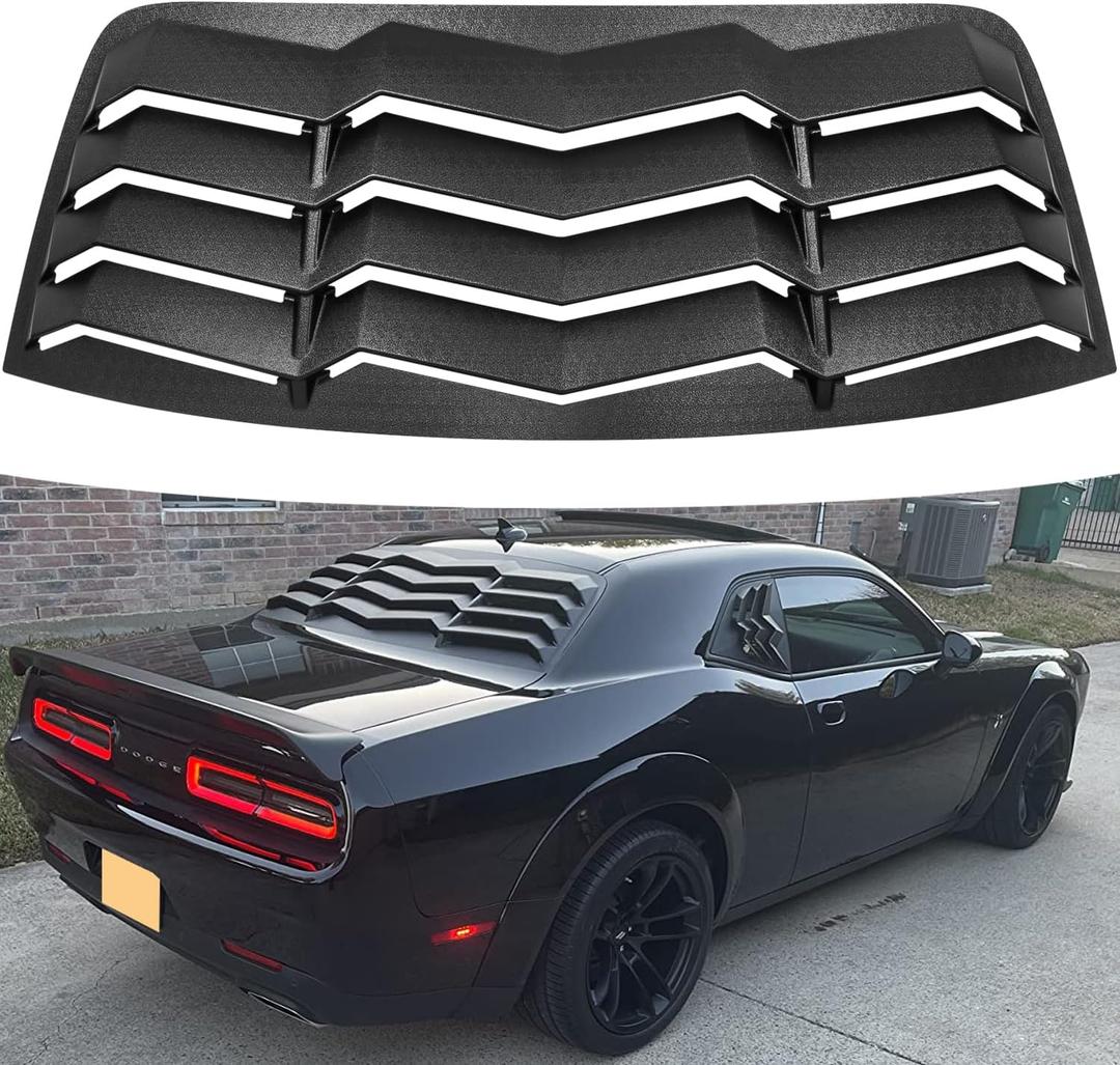 Bonbo Rear Window Louver Fits for Dodge Challenger 2008-2022 2023 in GT Lambo Style Custom Fit Windshield Sun Shade Cover ABS (Matte Black)