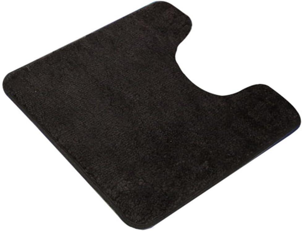 Reyox Plush Shaggy Bath Rug, Contour Mat and Toilet Lid Cover, Soft Microfiber Non Slip Bathroom Rugs Black U-Shaped (U-Shaped, 19.7"x19.7")