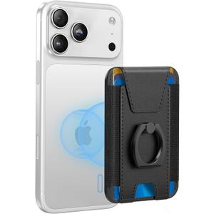 For Magsafe Wallet with Grip, 6-Card Holder, Stronger Magnetic Card Wallet Holder for iPhone 17/16/15, iPhone 14/13/12 Series, Leather Magnetic Phone Wallet with Privacy Flap, RFID Blocking, Black