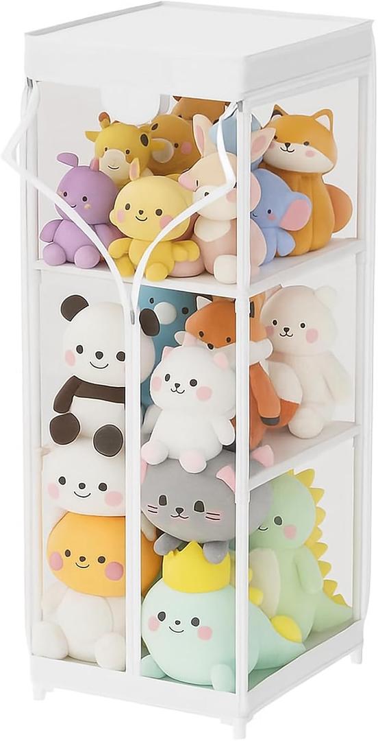 Stuffed Animal Storage Organizer, Gray, 22" L x 14" W x 58" H | Clear, Zippered, Waterproof & Dustproof Cover, Large Holder