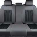 FLORICH Rear Seat Covers Leather Car Seat Covers Waterproof Back Seat Cover Automotive Seat Covers Universal Seat Cushion Protector for Most Cars Trucks SUV-Gray&Black