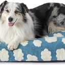 Lesure XLarge Dog Bed-Thick Shredded Chopped Foam Pet Bed Indoor with Removable Cover, Cute Modern Fuzzy Plush & Anti Slip Bottom, Blue (41.0"L x 28.0"W x 4.0"Th)