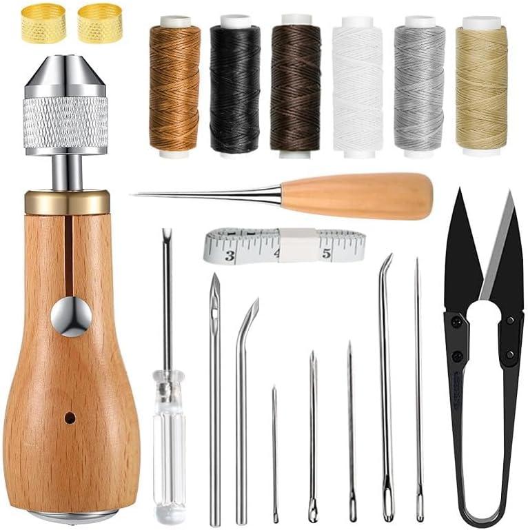 Sewing Awl Kit, Portable Tool Stitching Leather Sewing Thread, Waxed Thread Kit for DIY Leather Sewing Repair Craft (1)
