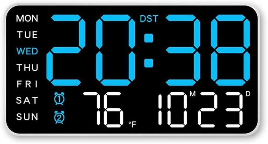 Large Display USB Digital Alarm Clock, Clock with Temperature Display, Voice Control, for Bedroom Living Room Or Office Environment(D)