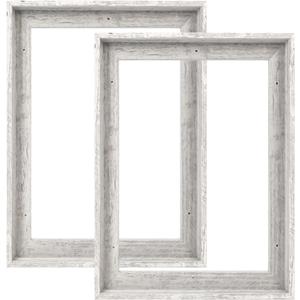 Canvas Floater Frame for 9x12 Oil Paintings, 2 Pack 0.9” Deep Floating Frames for Art Prints Artwork Landscape Portrait, Gallery Wall Decor Artist Designer Exhibition (Distressed White)