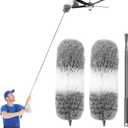 Microfiber Feather Dusters for Cleaning, Extendable Duster with 110" Extension Pole & 2pcs Replaceable Bendable Head, Cleaner Supplies Duster Tool for Ceiling Fan Furniture Cars Home Kitchen Gadgets