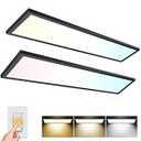AIKVSXER 1x4 LED Flat Panel Light Surface Mount Ceiling Light Black, 5500LM 50W TRIAC 10-100% Dimmable, 3000/ 4000/ 5000k Selectable 120V LED Light Fixture for Kitchen/ Laundry/ Garage 2PACK