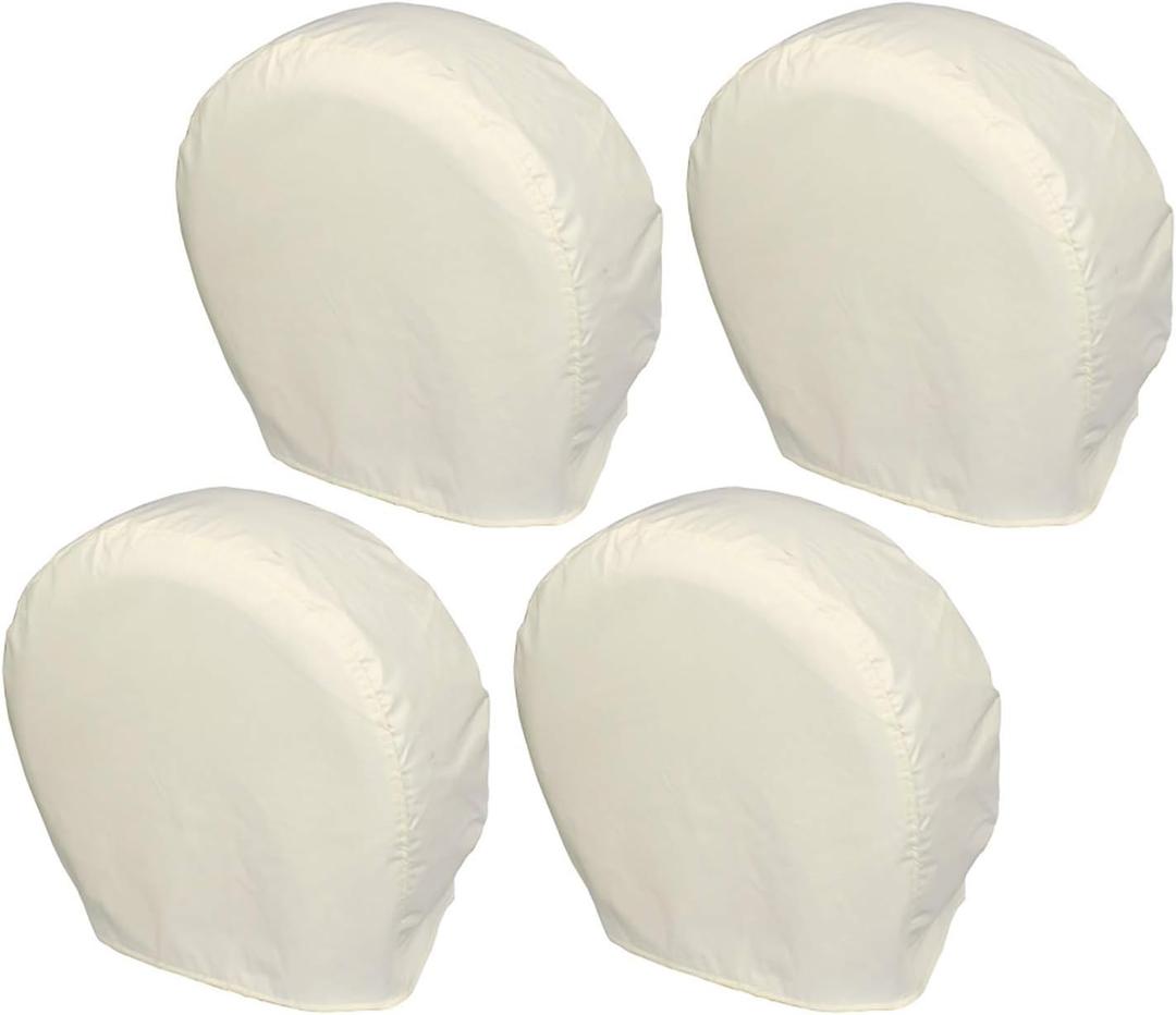 Explore Land Tire Covers 4 Pack - Tough Wheel Protector for Truck, SUV, Trailer, Camper, RV Universal Fits Tire Diameters 32-34.75 inches, White