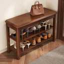 Shoe Rack for Front Door Entrance, Solid Wood Shoe Bench for Closet, Holds Up to 550lbs, Shoe Rack Bench for Entryway, Mudroom, Hallway (31.5"L x 11.8"W x 20.5"H22.1 pounds, Walnut-2 Tier Wood 
