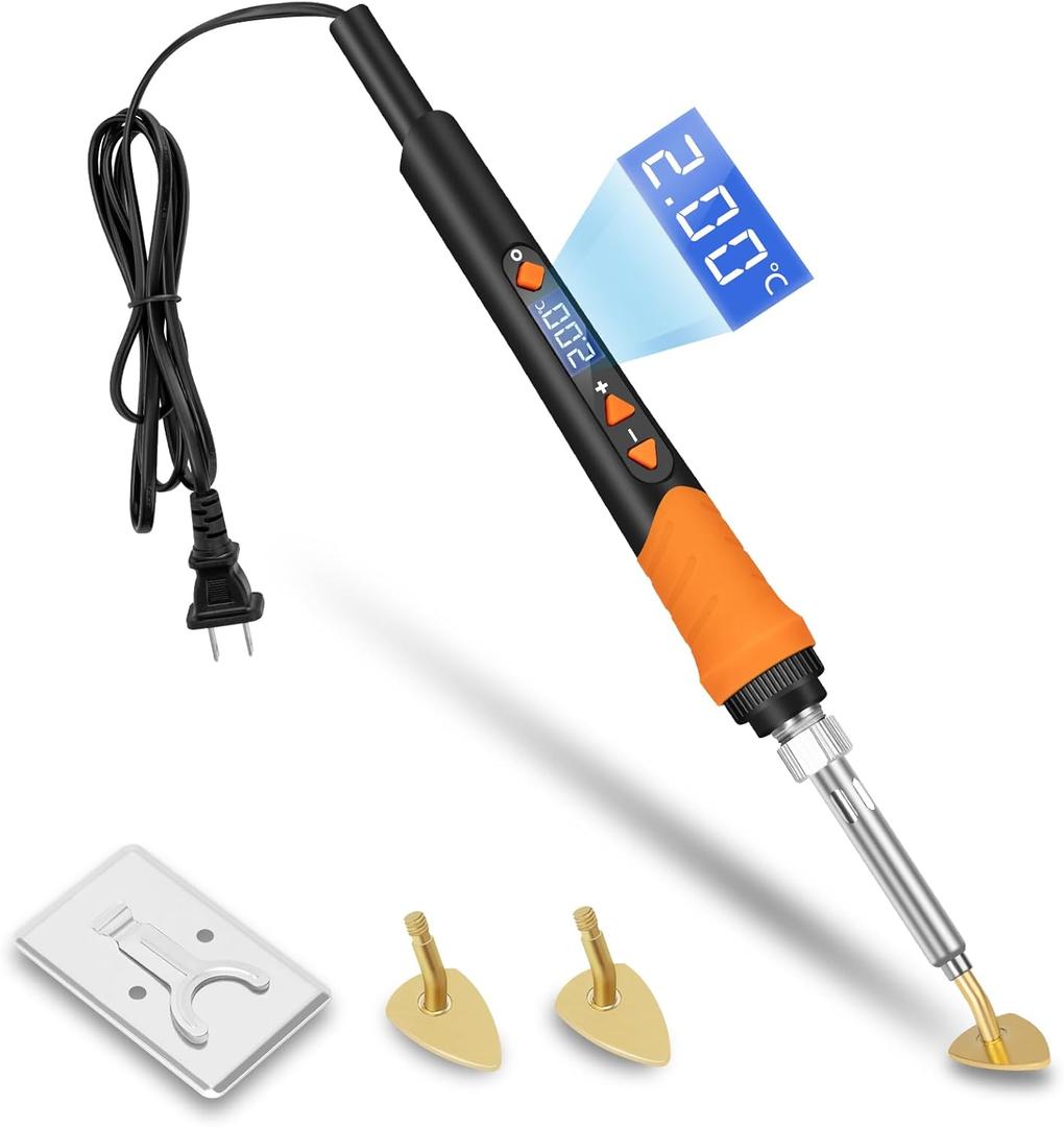 K KERNOWO Mini Iron for Crafts, 100W Small Tiny Iron for Crafts, Digital Display Adjustable Temperature Mini Patch Clothes Shoes Sewing and Hats, Portable and Lightweight (Orange)