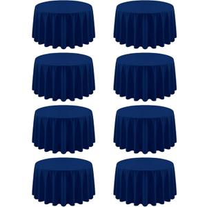 8 Pack Round Tablecloth 90 Inch Navy Blue Tablecloth for Round Tables, Washable Polyester Table Cloth Stain and Wrinkle Resistant Decorative Table Cover for Wedding Party Dining Banquet