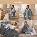 Bedsure Heated Blanket Wearable Shawl - Electric Wrap Poncho Blanket Hoodie for Adult, Birthday Gifts for Mom Women, Sherpa Heating Throw with 4 Time Settings & 6 Heat Settings, 55x64 inches, Grey