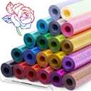 20 Pcs Glitter HTV Heat Transfer Vinyl, 12"x5FT Iron on Vinyl Bundle Sheets, 20 Assorted Colors HTV Heat Transfer Vinyl for T-Shirt, Easy to Cut, Glitter Vinyl for Heat Transfer Gift DIY