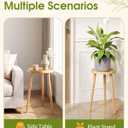 Plant Stand Indoor 2 Pack, Wood Mid Century Indoor Plant Stand, Tall Plant Stands for Flower Pot, Round Plant Table Side End Table With Raised Design, Natural Wood, 11.7"x18.8" & 11.7"x13"