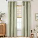 Sage Green Pinch Pleated Long Linen Curtains 96 inch Length 2 Panels Set Living Room Curtains for Track System Neutral Modern Elegant Light Filtering Semi Sheer Linen Blend Pinch Pleat Drapes 8 FT