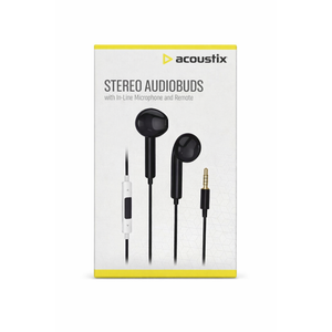 Acoustix Stereo Earbuds with In-Line Microphone and Remove Black