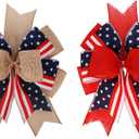 Meseey Patriotic Bows for Wreaths Large Burlap Red White Blue Stripe Stars Bow for 4th of July Independence Day Decor,Decorations Bunting Indoor Outdoor Decor and Patriotic Party (12x9.4 inch)