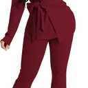 kaimimei Business 2 Piece Pant Suits for Women Dressy Elegant Professional Blazer Set Casual Outfits with Belt Medium