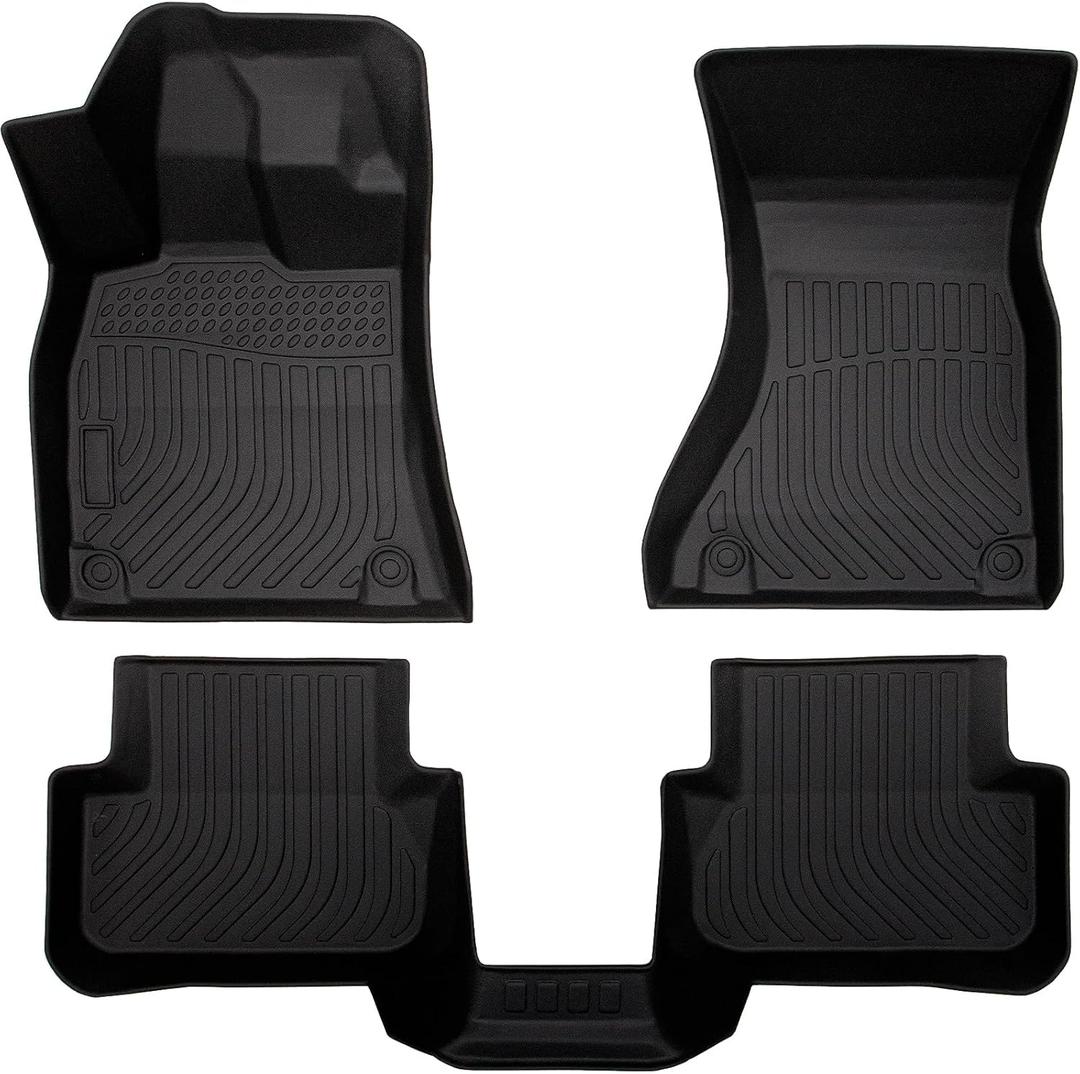 All-Weather TPE Rubber Floor Mats Compatible with 2009 2010 2011 2012 2013 2014 2015 2016 Audi S4 A4, Custom Fit Full Car Carpet Liners Set (Black)