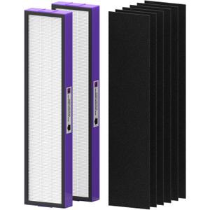 FLT5250PT True HEPA Replacement Filter Compatible with G-Guardian Air Purifier Filter C Pet AC5250PT AC5000E AC5300B AC5350W AC5350B CDAP5500, 2 True HEPA with 6 Carbon Pre-Filter