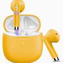 Wireless Earbuds, Bluetooth 5.4 Headphones in Ear with Noise Cancelling Mic, Bluetooth Earbuds Stereo Bass, IP7 Waterproof Sports Earphones, 32H Playtime USB C Charging Ear Buds Yellow for Android iOS
