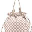 Yarnic Lunch Bag Women Insulated Lunch Bags,Cute Reusable Lunch Box Stain-Resistant Lunchbox with Water Bottle Holder for Adult Men Work Travel Picnic (Beige Coffee Checker)