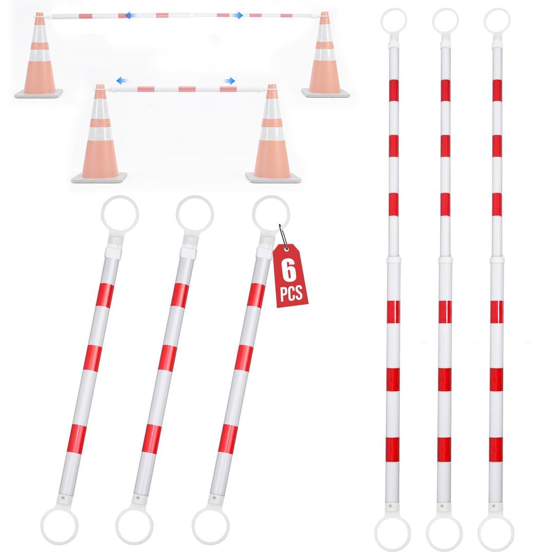 24 Pack Retractable Traffic Cone Bars, 4.04-7.22 ft, Cones Not Included