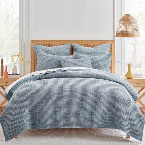Levtex Home - Mills Waffle - King/Cal King Quilt Set - Chambray Cotton Waffle - Quilt Size (106 x 92in.), Sham Size (36 x 20in.)