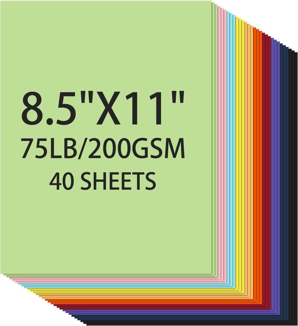 Cardstock 8.5 X 11, 40 Sheets, Pink Card Stock, 75lb/ 200gsm Copy Paper, Cardstock Printer Paper For Art, Drawing, Invitations, DIY Cards, Craft, Construction, School & Office Supplies