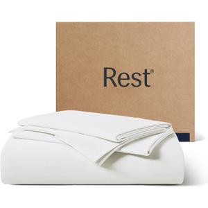 REST Evercool+ Starter Sheet Set, Queen, White, Breathable Bed Sheets for Hot Sleeper and Night Sweats, with Pillowcases, with Ionic+ Self-Cleaning Silver Yarn for Sensitive Skin, 3PCS No Flat Sheet