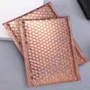 SINJEUN 50 Pieces 6 x 10 Inch Holographic Bubble Mailers, Rose Gold Metallic Padded Bubble Mailers, Glamour Self-Sealing Cushion Envelopes for Mailing, Shipping and Packing