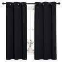 NICETOWN Pitch Black Solid Thermal Insulated Grommet Blackout Curtains/Drapes for Bedroom Window (2 Panels, 42 inches Wide by 63 inches Long, Black)