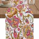 Table Runner Colorful Ethnic Paisley Table Runners Dresser Scarves Boho Style Mandala Flowers Table Decor Seasonal Kitchen Dining Table Decoration for Home Holiday Party Decor 13x72 Inch