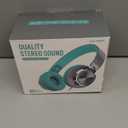 AILIHEN C8 Wired Headphones with Mic and Volume Control - Noise Isolating On-Ear Headphones, Folding Lightweight Corded 3.5mm Headset for Cellphones Tablets Chromebook Laptop Computer (Grey/Mint) (Medium, Turquoise)