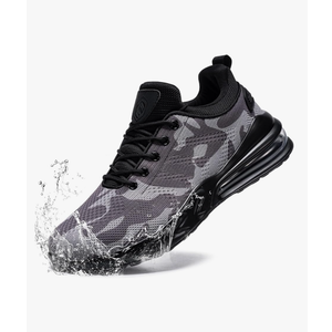 LARNMERN Men Non Slip Work Shoes Water Resistant Food Service Sneakers Zapatos Trabajo Antideslizantes Walking Waterproof Shoes Slip-on, Gray Camo 10 Size