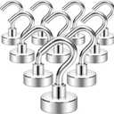 Neosmuk Magnetic Hooks, Heavy Duty 30lb+ Strong Magnet Hook for Cruise Cabins, Cruise Ship Essentials for Hanging, Metal Wall Refrigerator Hangers (Silver White, 10 Pack) (0.67 inches)