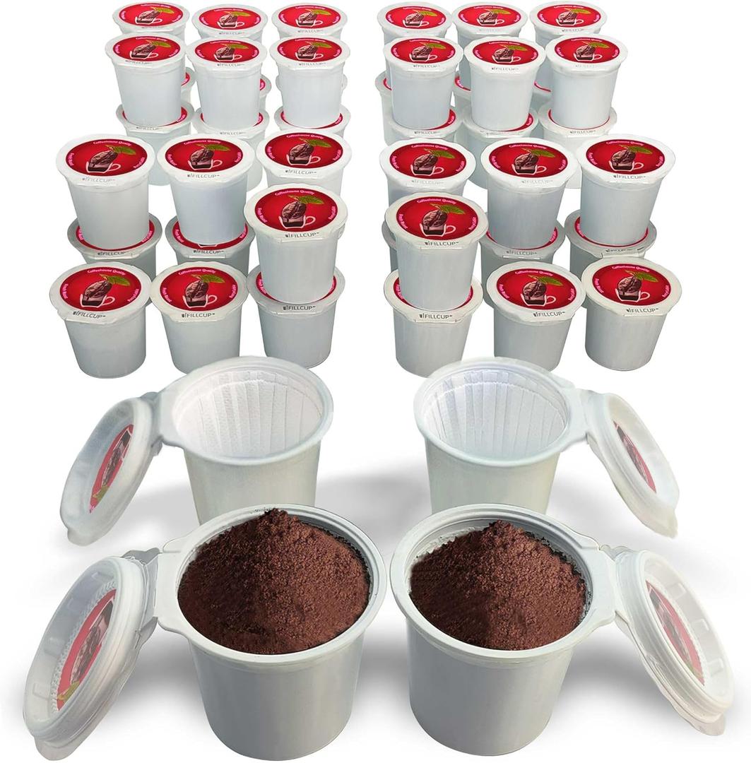48 iFillCup Pods - Use Your Favorite Coffee, Fits all K Cup Brewers, Make Your Own Pods in Seconds, Save $Hundreds A Year, DeepBrew Filter Holds 50% More Coffee for Richer Larger Brew (Red)