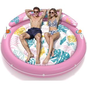 JOSEN Pool Floats Adult, Inflatable Tanning Pool - Extra Large Pool Floats for Adults Heavy Duty, Round Pool Rafts, River Lake Floaties Water Floats with Cup Holders