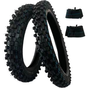 QINGBY 80/100-12 3.00-12 Rear 2.50-14 60/100-14 Front Tire and Inner Tube for SSR CRF70 CRF110 KLX110 TTR90 TTR110 PW80 110cc 90cc 125cc RM65 TaoTao DB14 Coolster Dirt Pit Bike Off Road Motorcycle