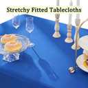 6 Pack Royal Blue Spandex Tablecloths for 8 Foot Rectangle Tables, Wrinkle Free Fitted Tablecover 8ft Stretchy Table Cloth with Skirt for Weddings Birthday Party Banquet Baby Shower