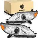 [OE Style Anti-Yellowing Headlights Assembly Compatible with 2011-2020 Toyota Sienna Headlamp Replacement Chrome Housing Amber Reflector Driver & Passenger Side