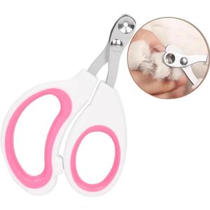 7 x Cat Nail Clippers with Circular Cut Hole -Avoid Over Cutting Pet Nail Clippers -Sharp Angled Blade Professional paw Trimmer Set for Novice pet Families (Pink)
