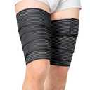 2 Pcs Hamstring & Thigh Compression Wraps, Adjustable Thigh Compression Braces, Quad & Thigh Support for Men and Women, Versatile Compression Bandages for Thigh, Knee, Calf, Arm (Black)