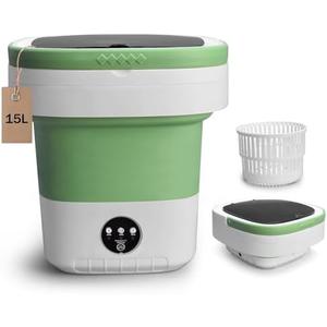 Portable Washing Machine, 15L Upgraded Mini Washer with Spin Basket Laundry Machine, 3 Cleaning Modes Suitable for Small Clothes, Foldable Design Ideal for Apartment, Home, Hotel