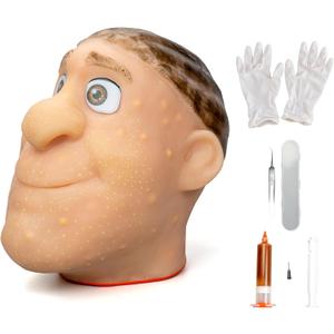 brenzo 2026 New Refillable Pimple Popping Toy Big Head Squeeze Toy with Golden Hair for Stress & Anxiety Relief, Realistic Pus Burst Fidget Toy, Funny Gag Gift for Adults