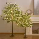 Fudios Artificial Ficus Silk Tree Lights 6FT 264LED for Home Room Spring Summer Decoration Inside