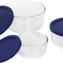 Pyrex Simply Store (3-Pack) Glass Food Storage Containers Set, (2, 4 & 7 Cup) Meal Prep Containers With Plastic BPA-Free Lids, Dishwasher & Microwave Safe