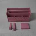 Bamboo Desk Organizer Mail Holder Countertop Wood Desk Drawer Tabletop Storage Box Pen Holder Letter Sorter Makeup Organizer for School Home Office Supplies with Pen Holder Pink
